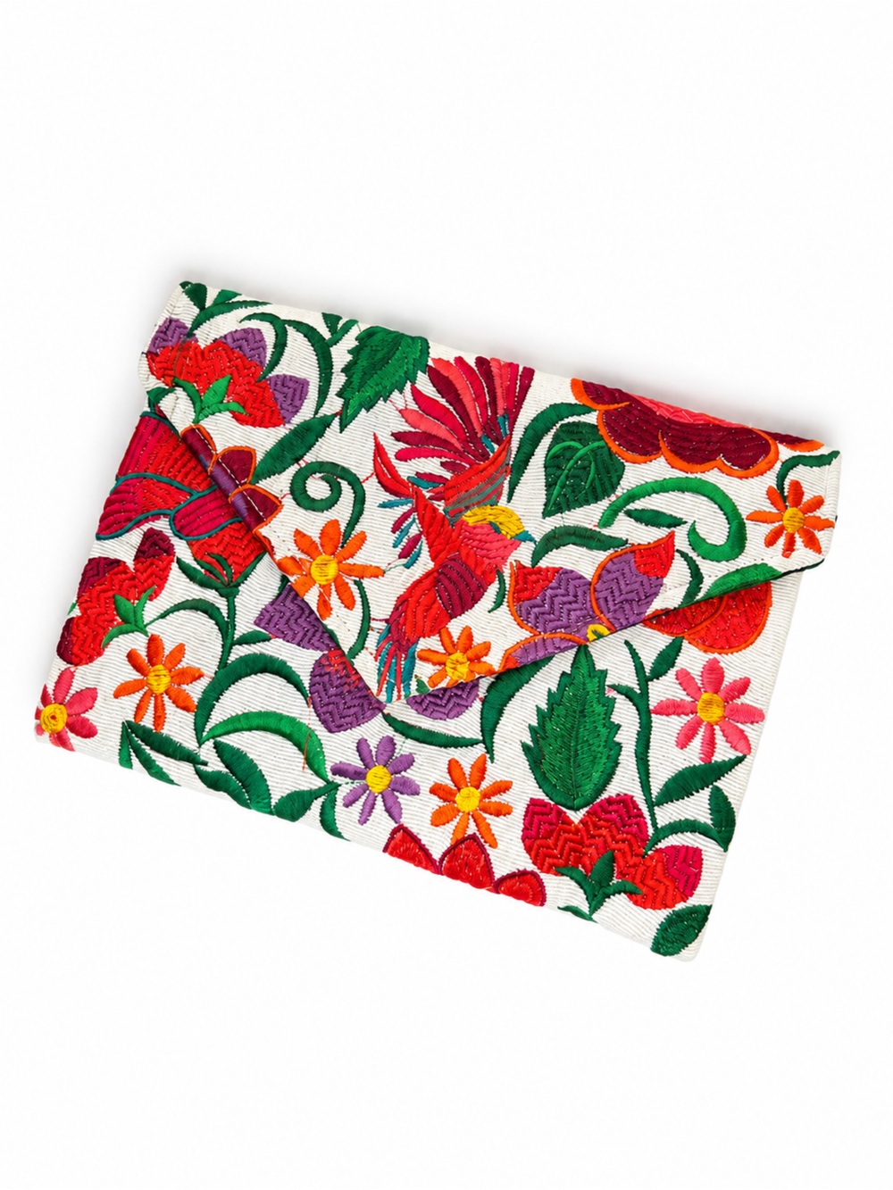 Embroidered Mexican Floral Clutch from Mayakoba NWOT Hummingbird Tropical Print